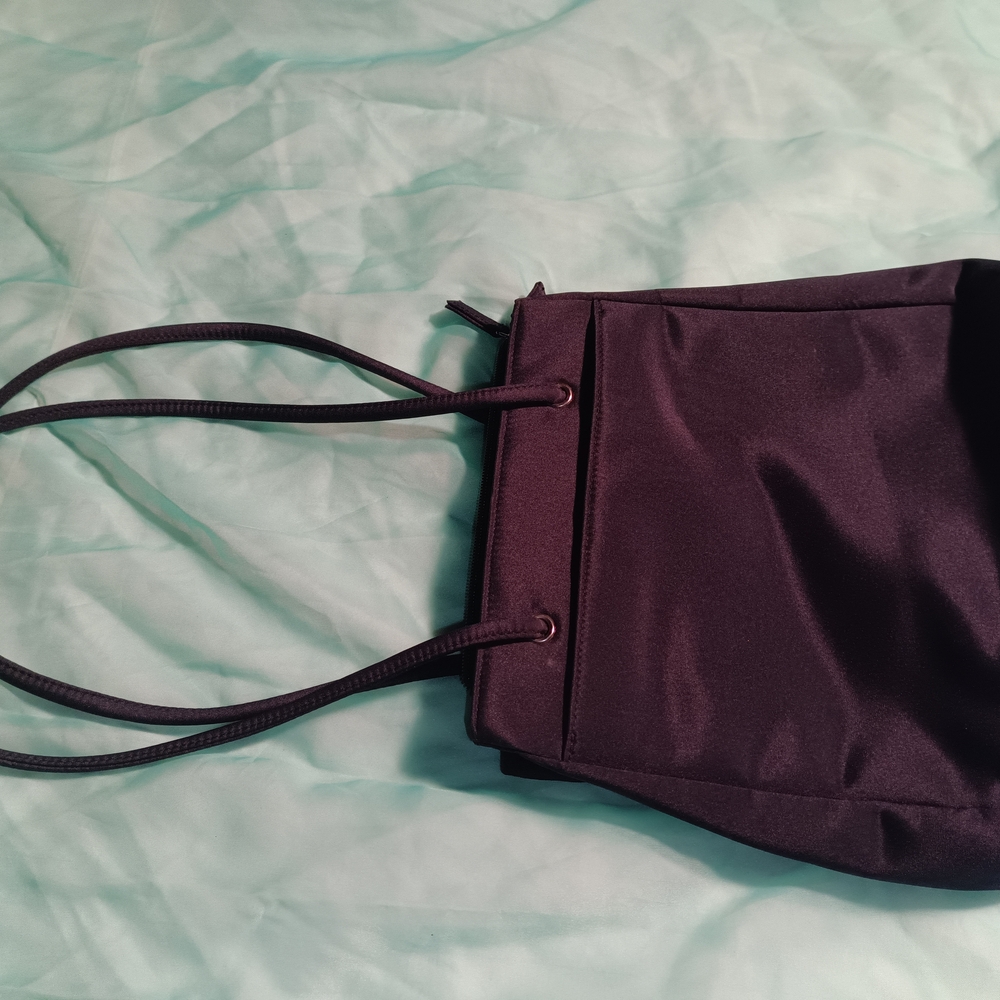 Black Satin Shoulder Tote Bag - Women